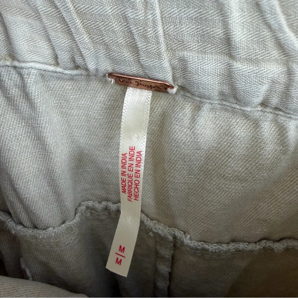 FREE PEOPLE AFTER LOVE CUFF wide leg‎ PANT sz M beige